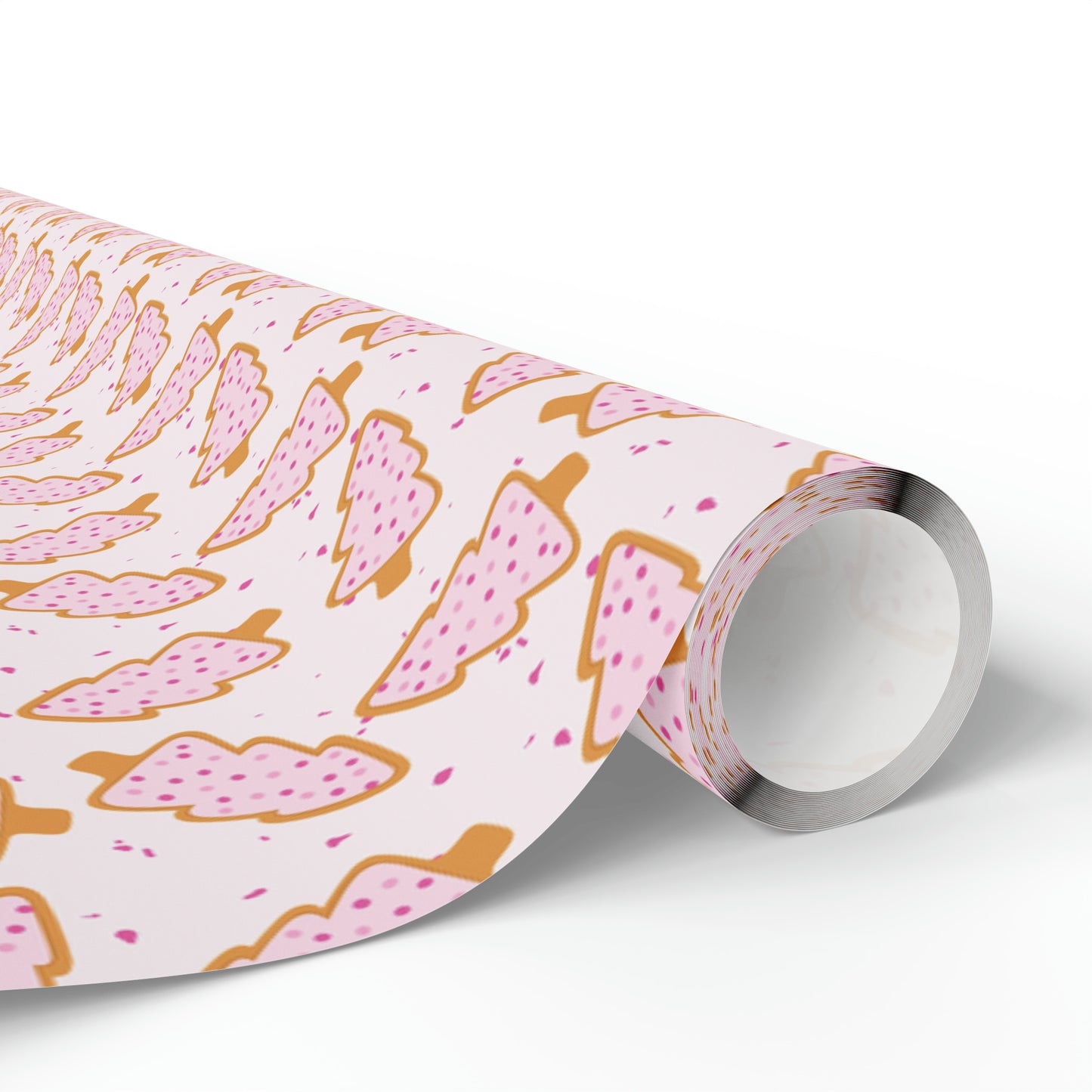 Pink Christmas Tree Cookie Wrapping Paper