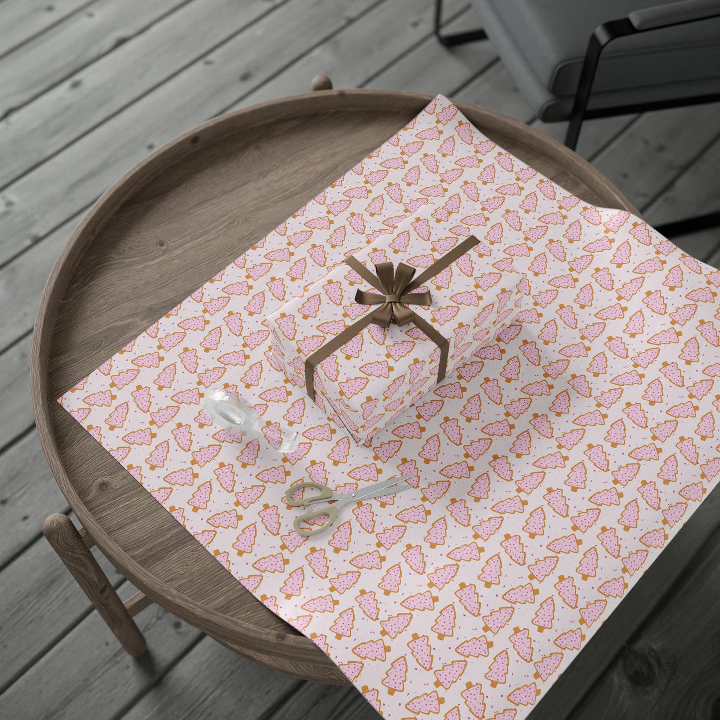Pink Christmas Tree Cookie Wrapping Paper