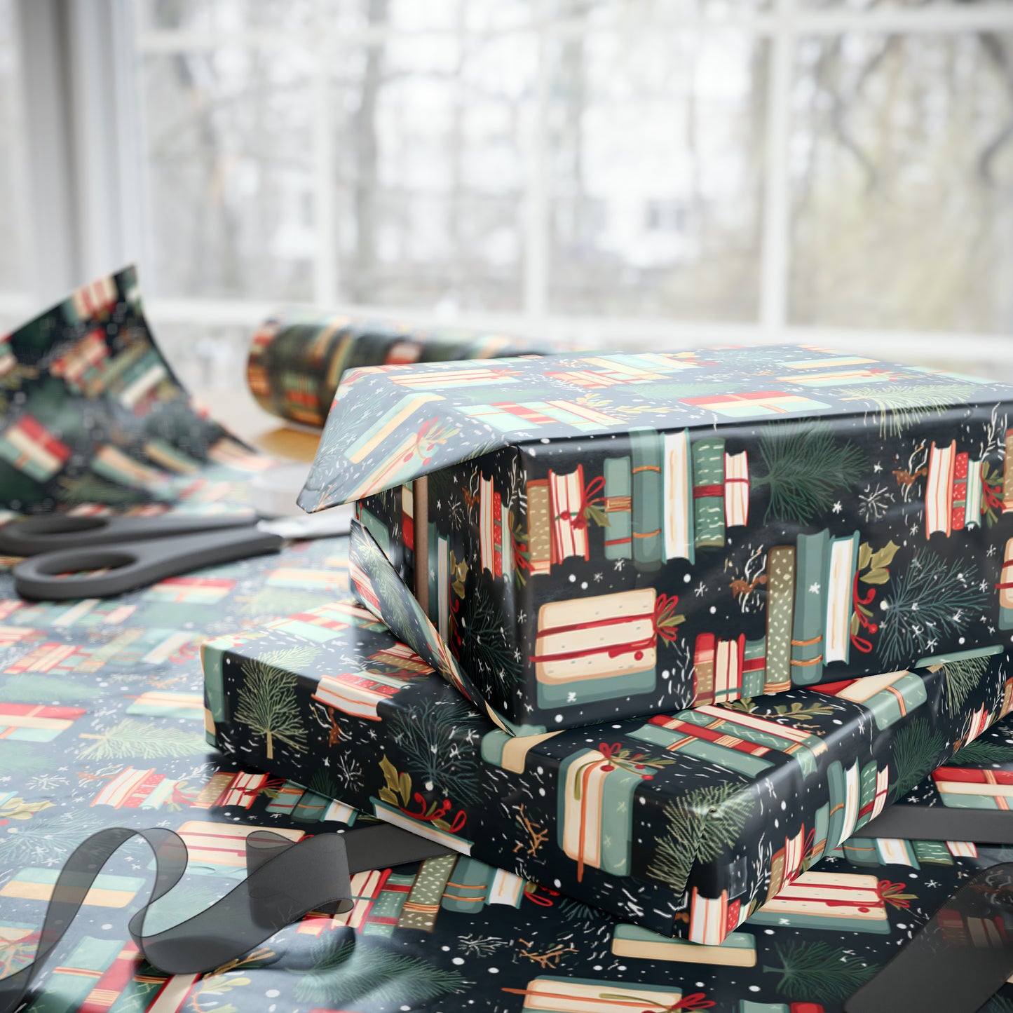 Christmas Bookish Wrapping Paper