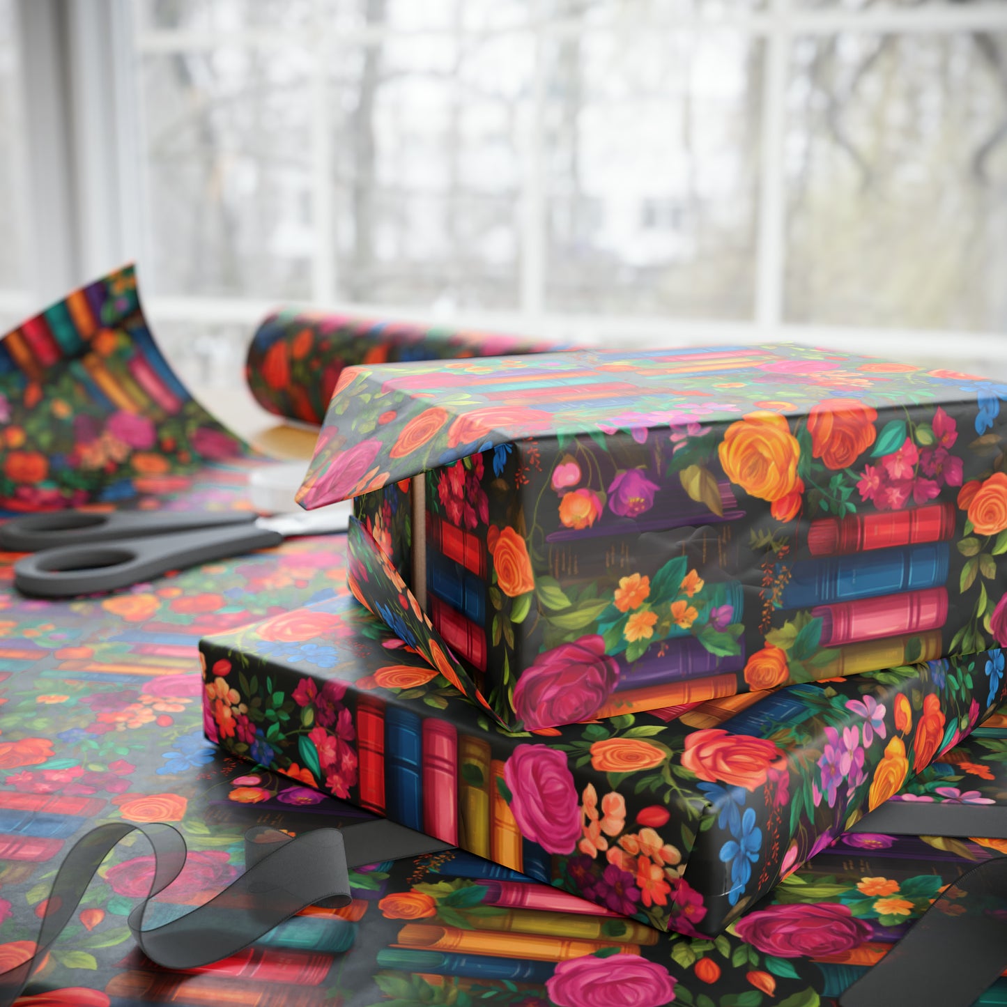 Floral Bookish Wrapping Paper