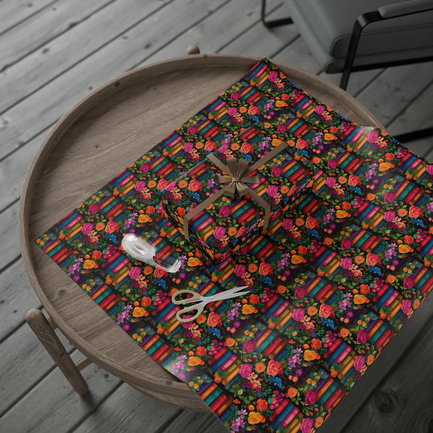 Floral Bookish Wrapping Paper
