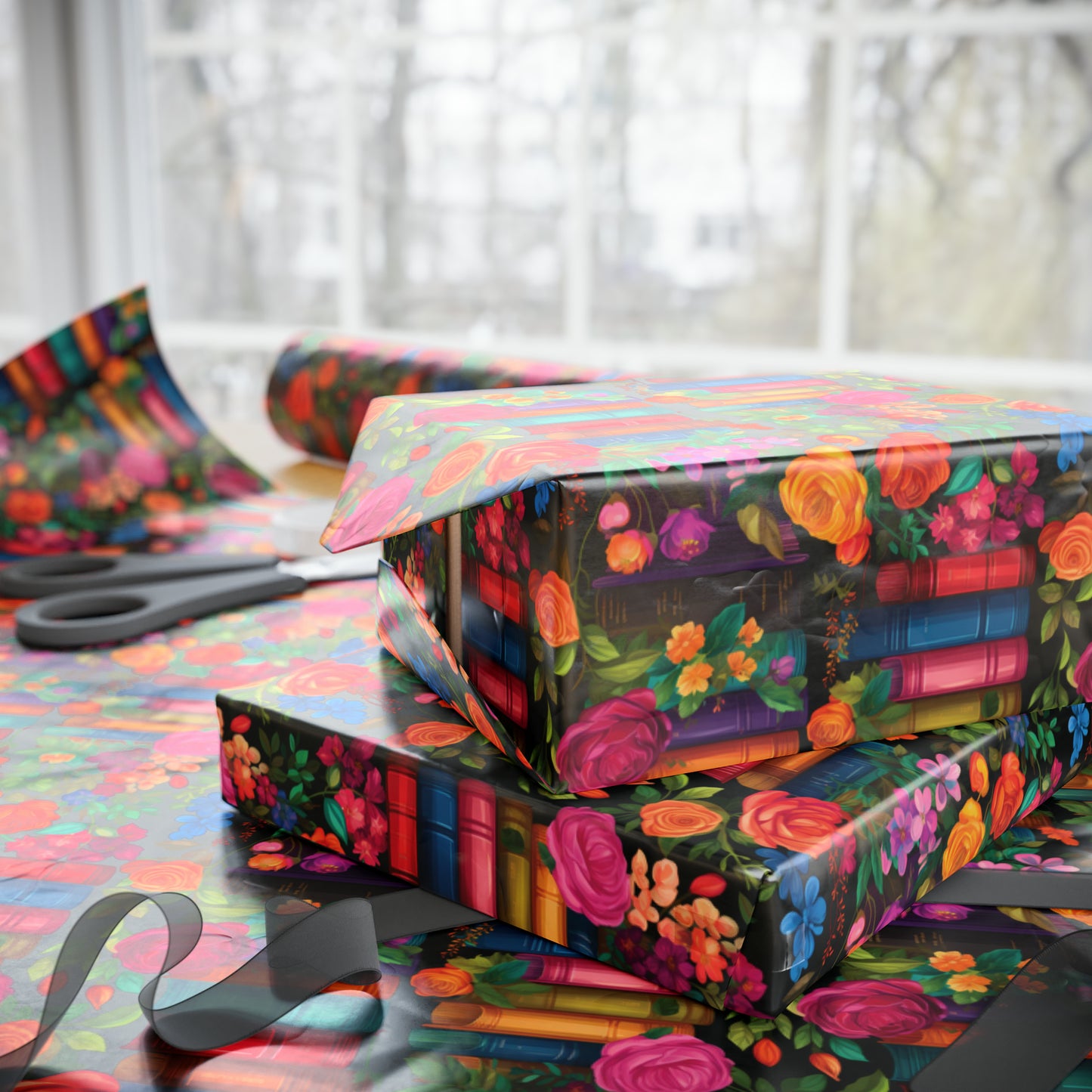 Floral Bookish Wrapping Paper