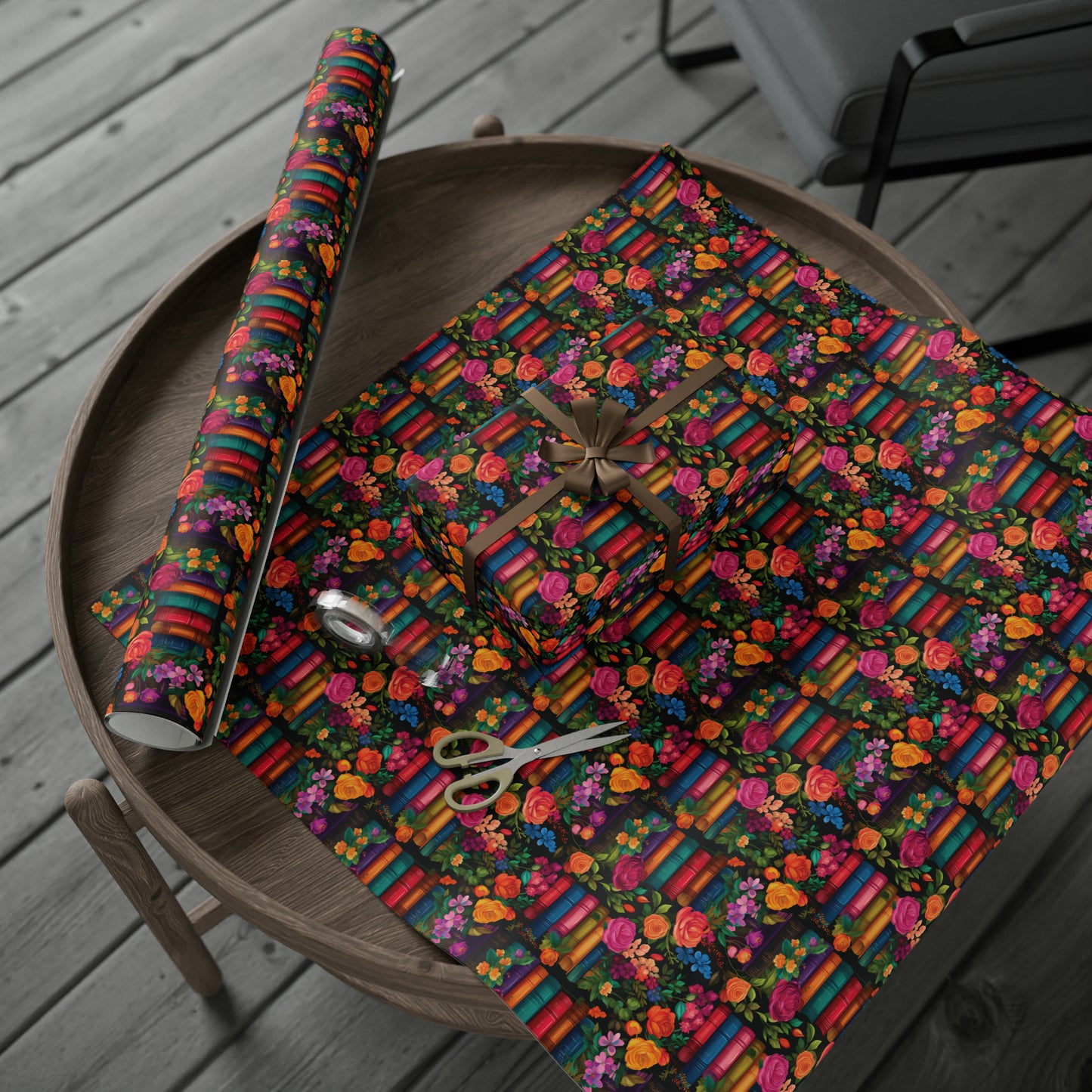 Floral Bookish Wrapping Paper
