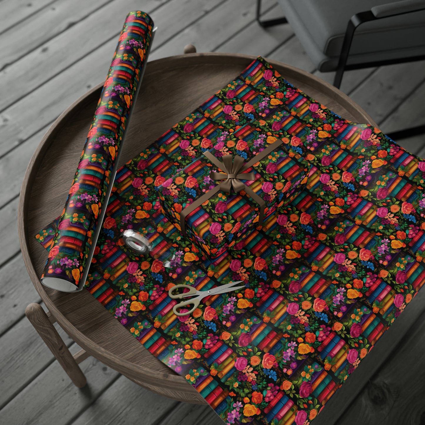 Floral Bookish Wrapping Paper