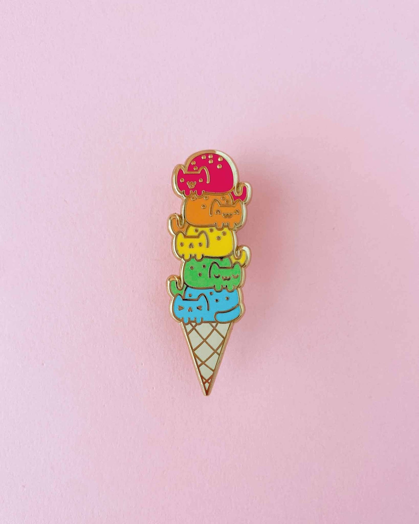 Rainbow Ice Cream Cone Cats Enamel Pin