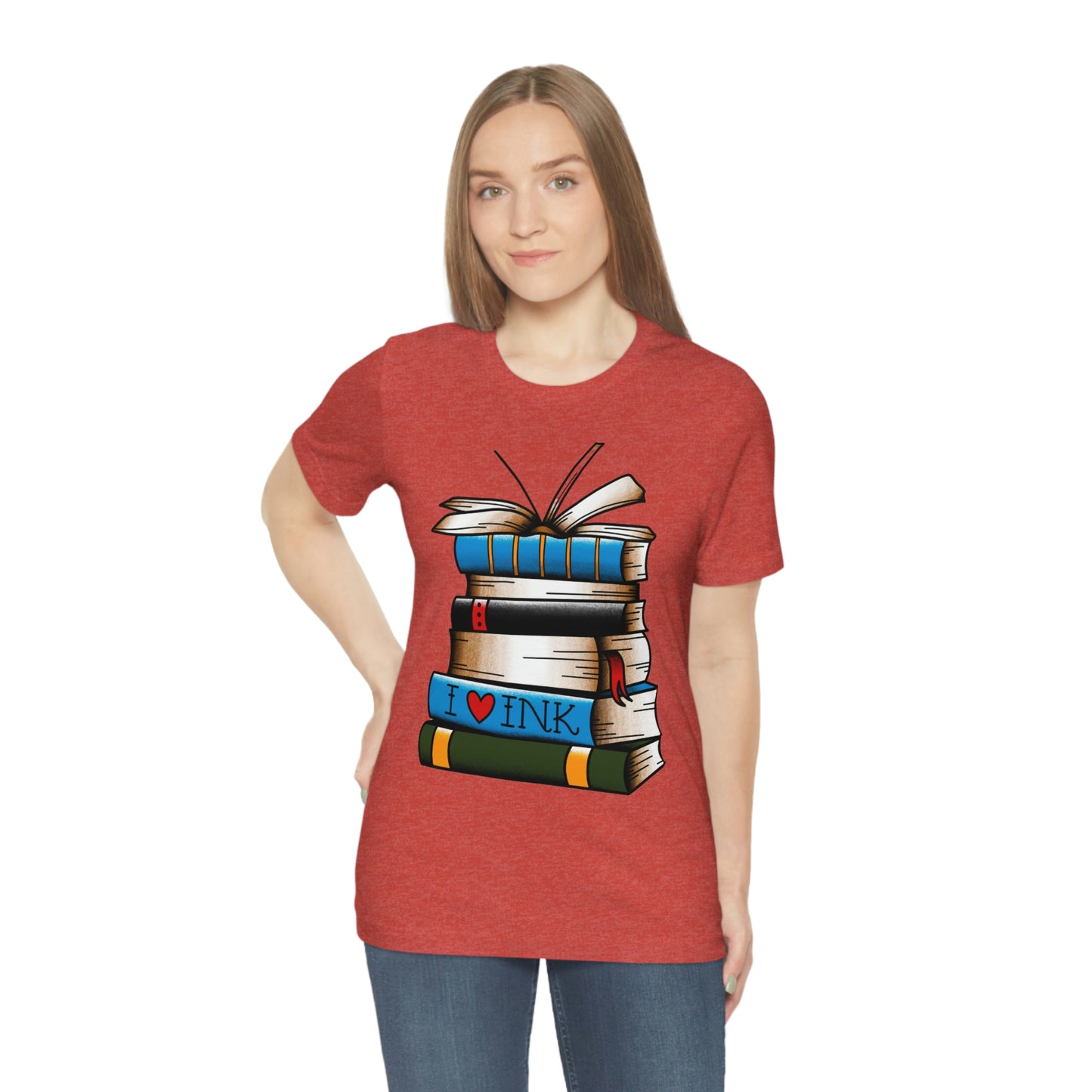 I Heart Ink Bookish Tattoo Unisex Jersey Short Sleeve Tee