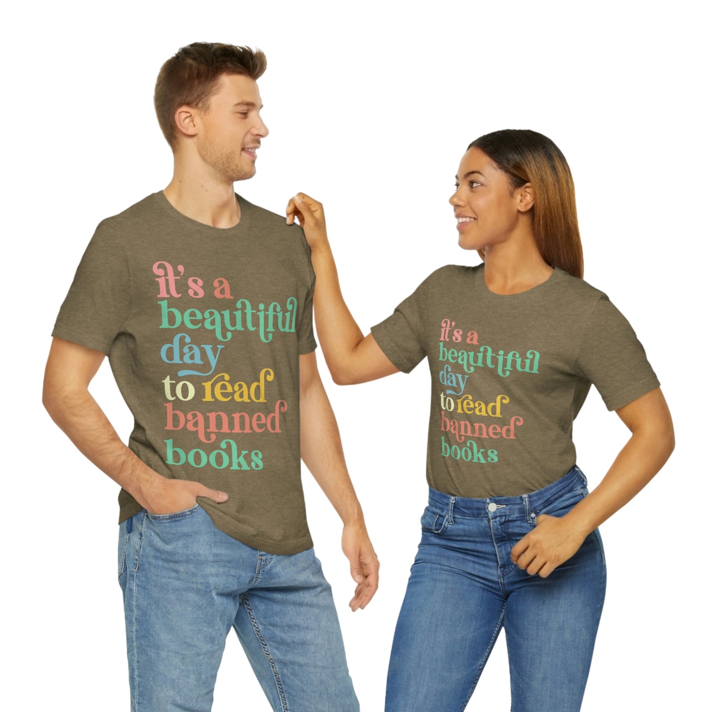 It's a Beautiful Day to Read Banned Books Unisex Jersey Short Sleeve Tee