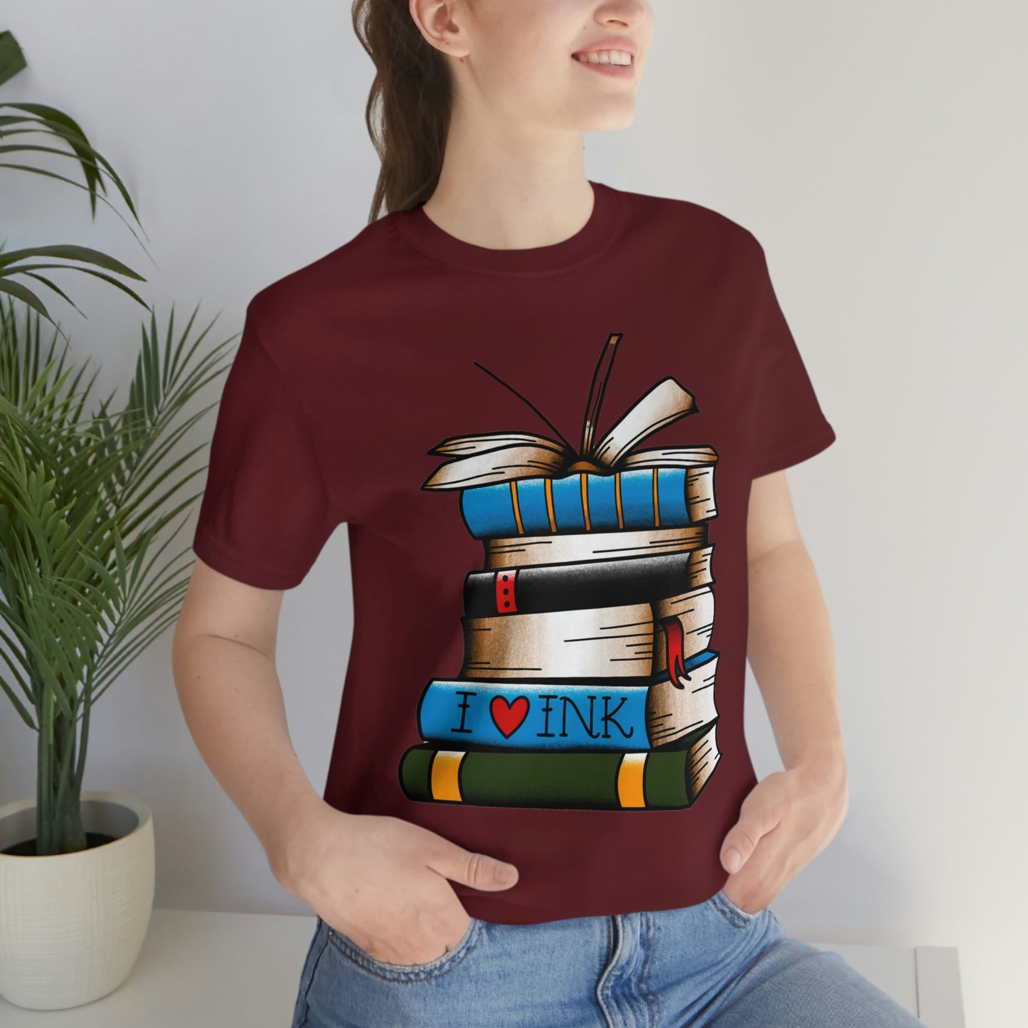 I Heart Ink Bookish Tattoo Unisex Jersey Short Sleeve Tee