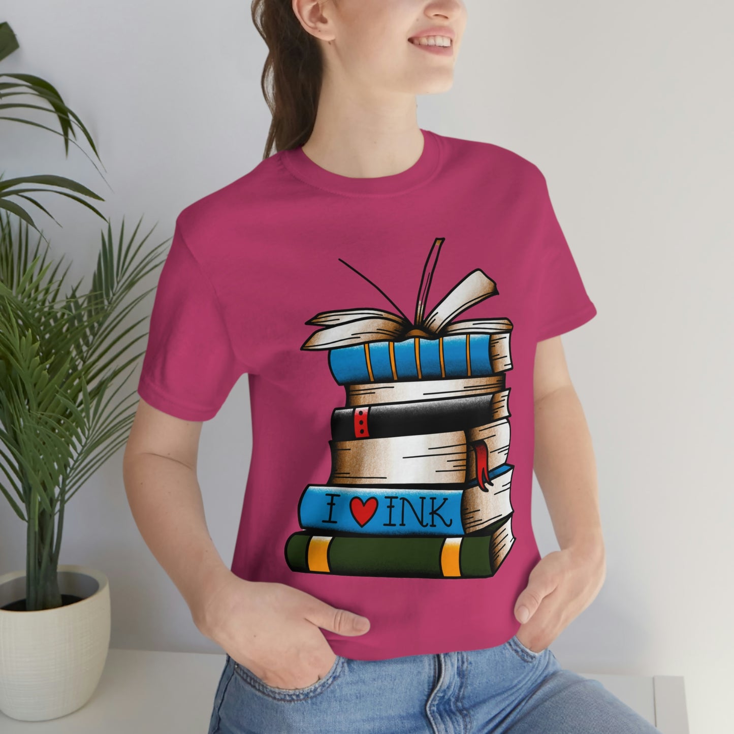 I Heart Ink Bookish Tattoo Unisex Jersey Short Sleeve Tee