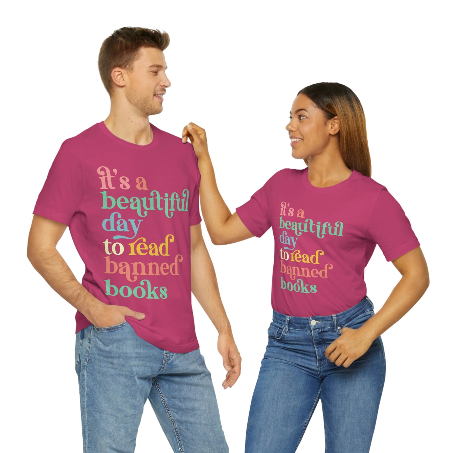 It's a Beautiful Day to Read Banned Books Unisex Jersey Short Sleeve Tee