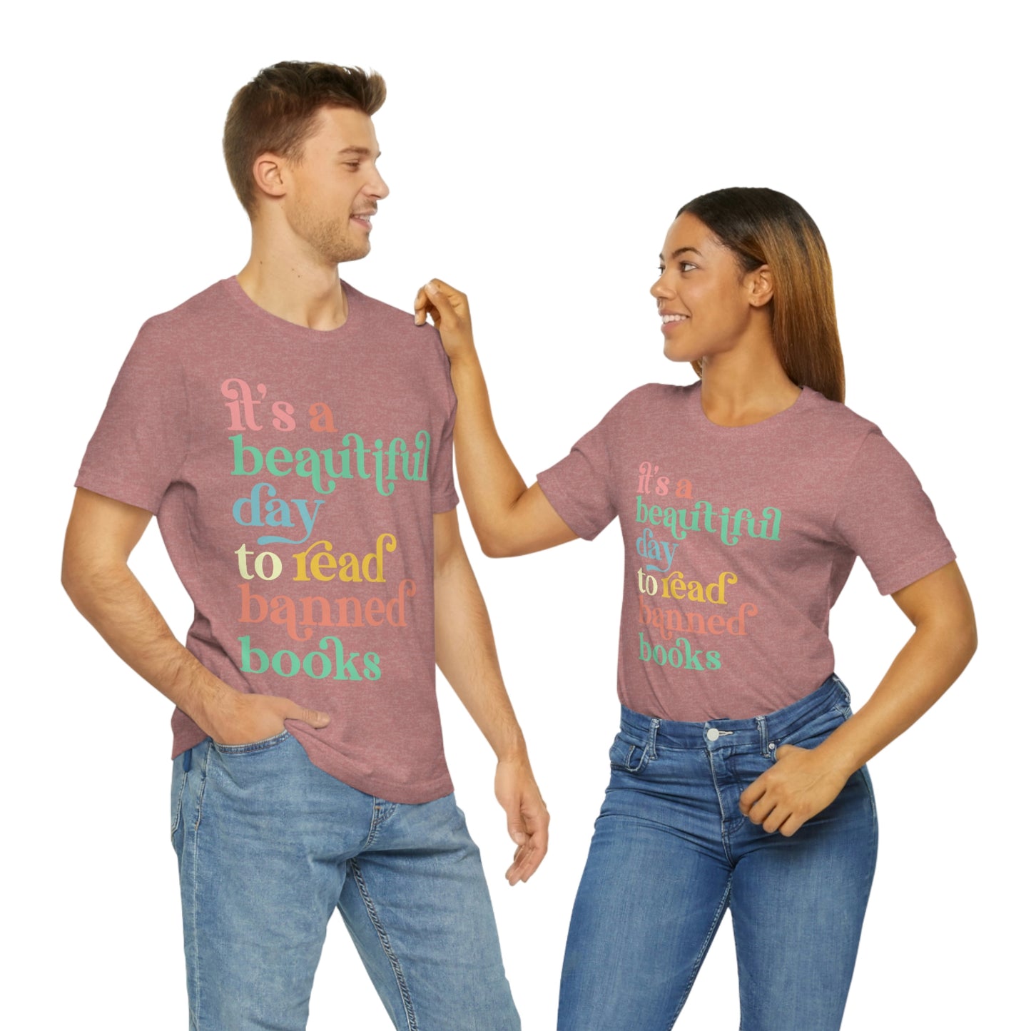 It's a Beautiful Day to Read Banned Books Unisex Jersey Short Sleeve Tee