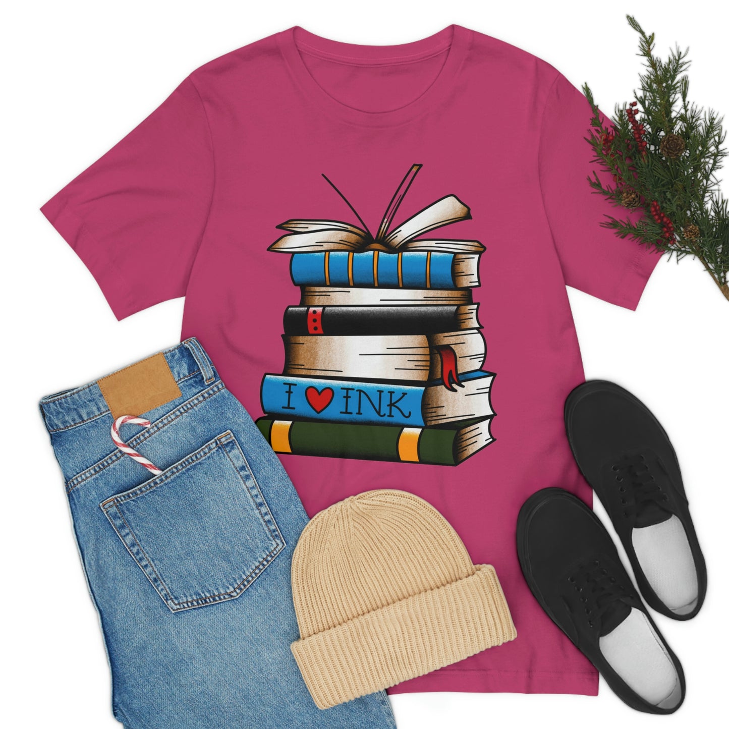 I Heart Ink Bookish Tattoo Unisex Jersey Short Sleeve Tee