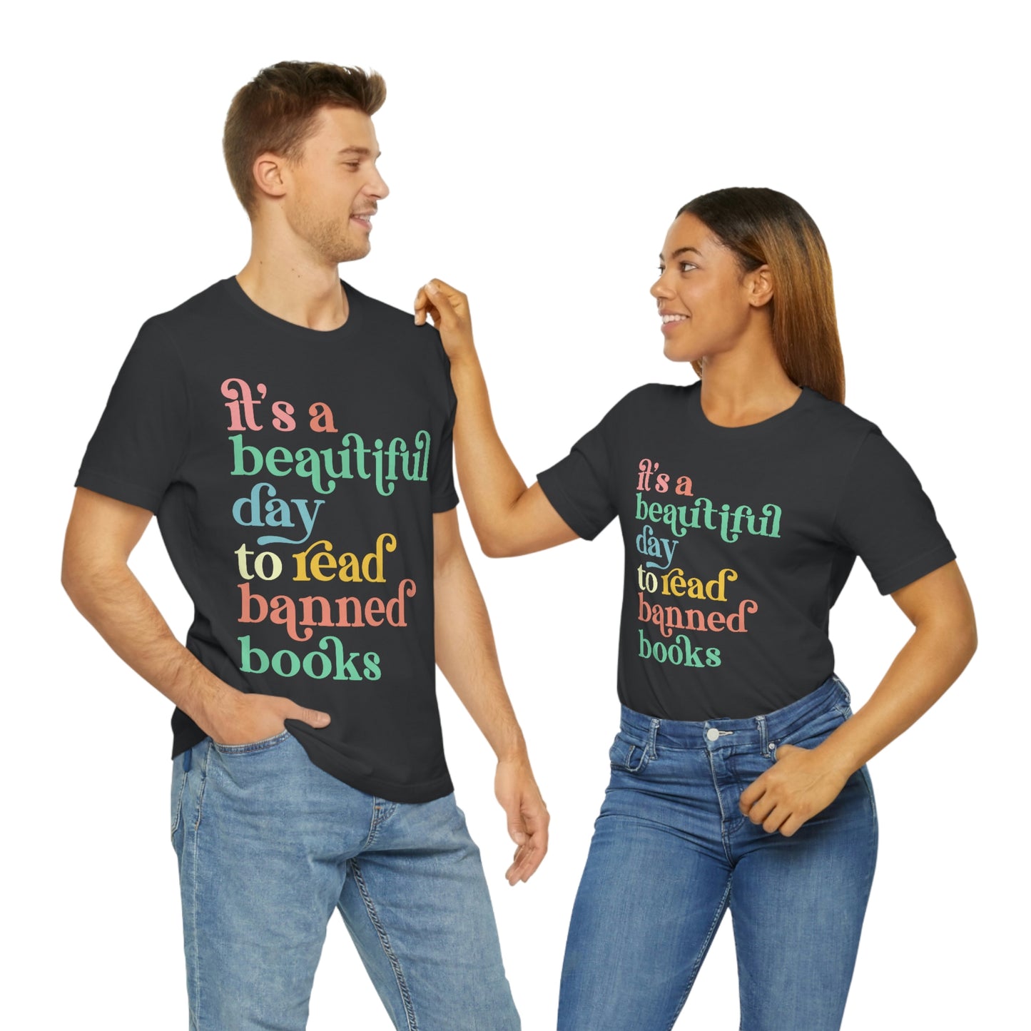 It's a Beautiful Day to Read Banned Books Unisex Jersey Short Sleeve Tee