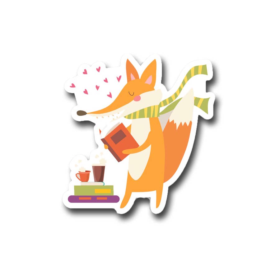 Mr. Fox Loves to Read Vinyl Sticker