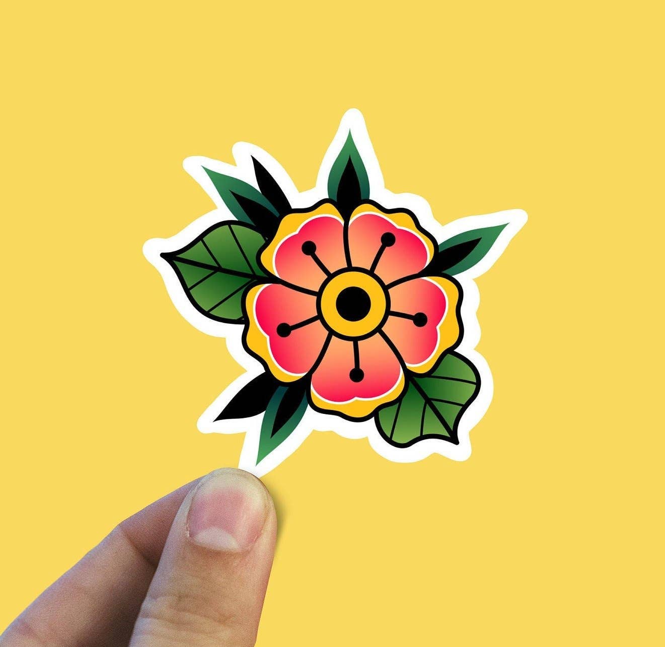 Tropical Rose Tattoo Vinyl Sticker