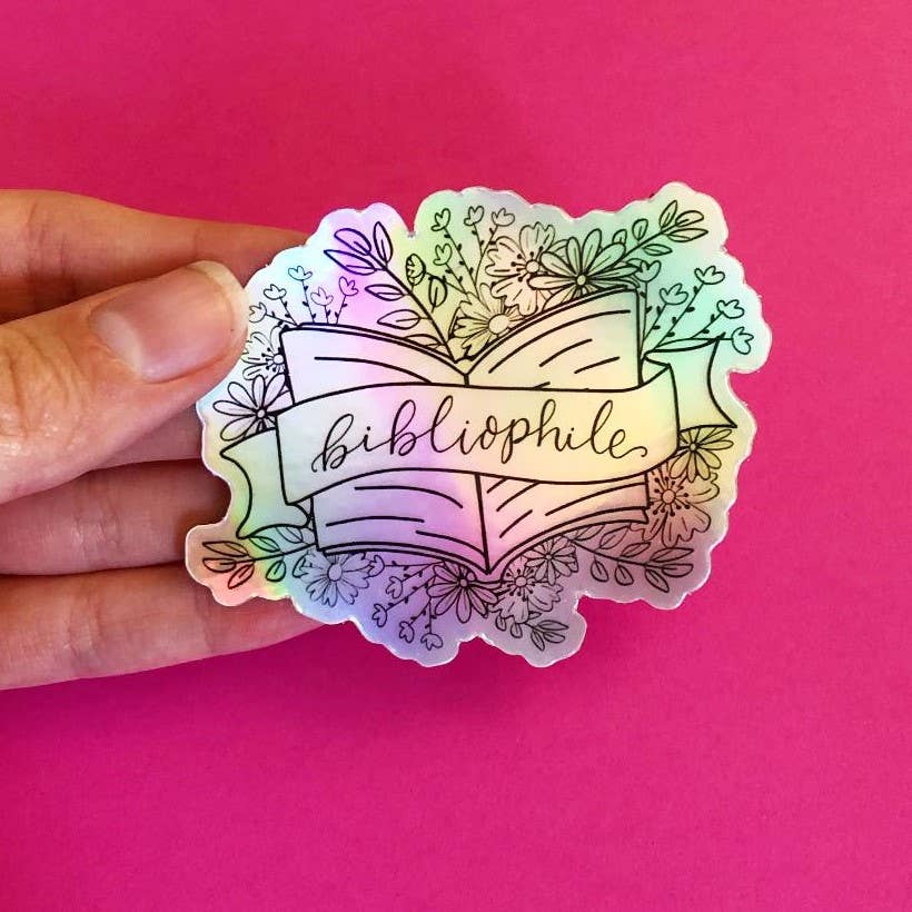 Holographic Floral Bibliophile Vinyl Decal Sticker