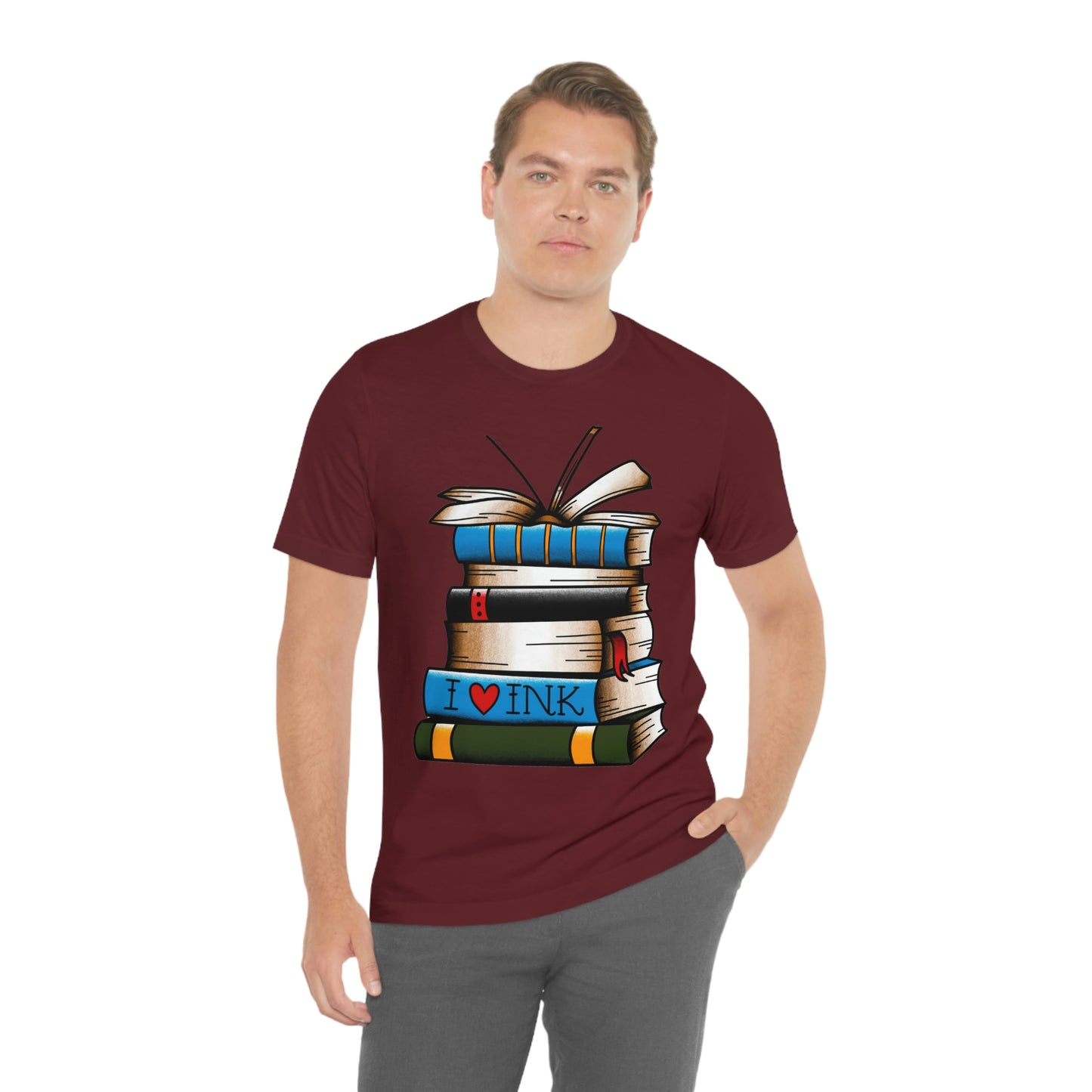 I Heart Ink Bookish Tattoo Unisex Jersey Short Sleeve Tee