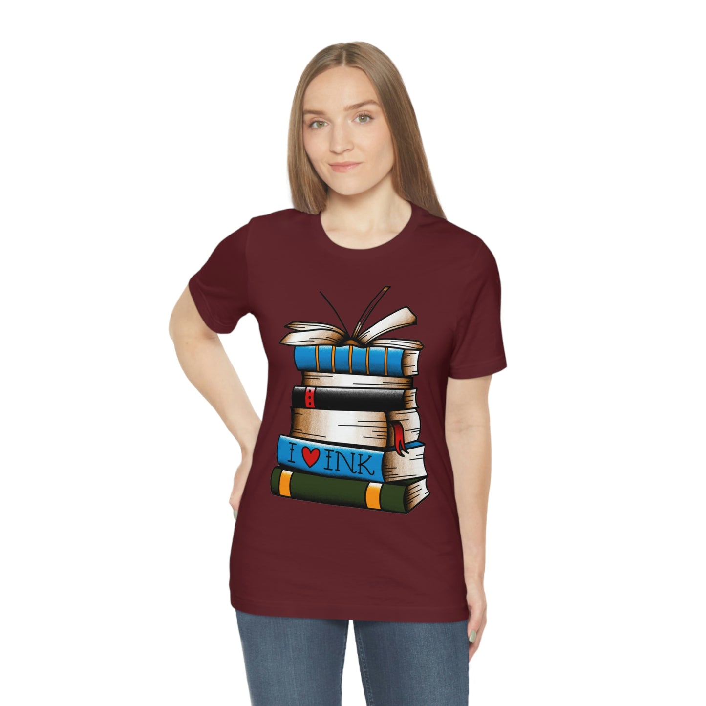 I Heart Ink Bookish Tattoo Unisex Jersey Short Sleeve Tee