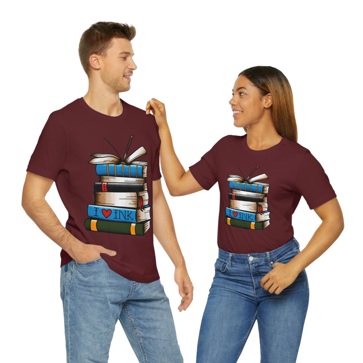I Heart Ink Bookish Tattoo Unisex Jersey Short Sleeve Tee