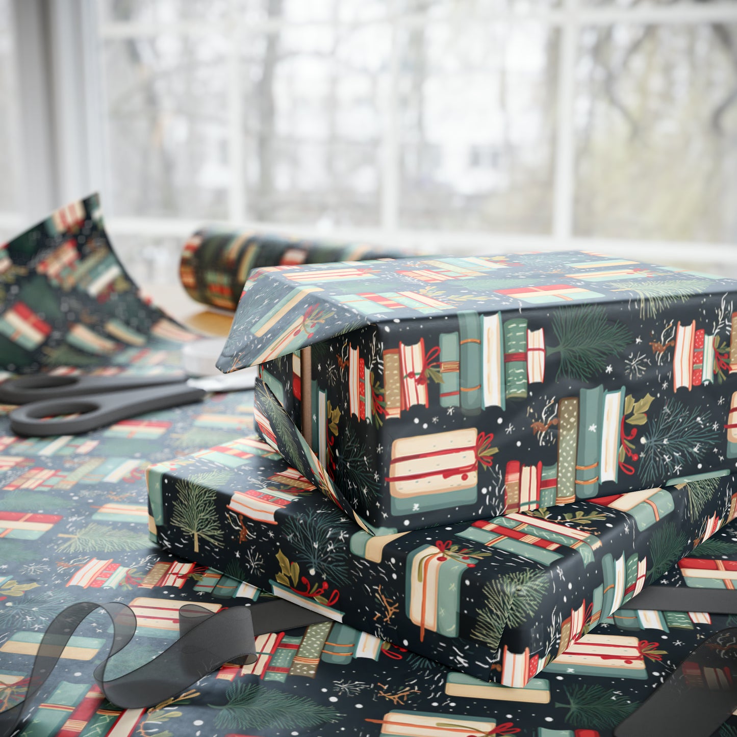 Christmas Bookish Wrapping Paper