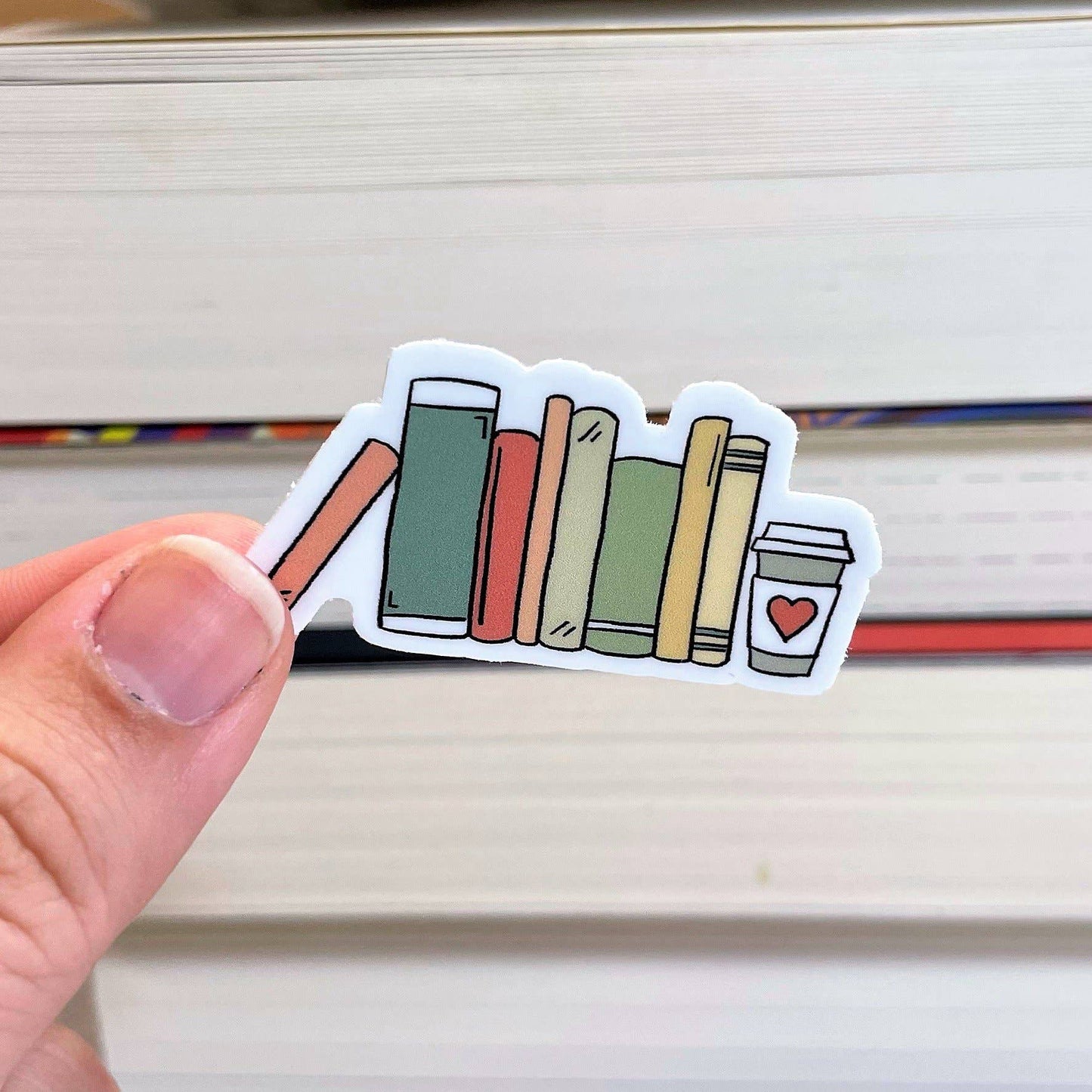 Books & Coffee Sticker, 2-inch