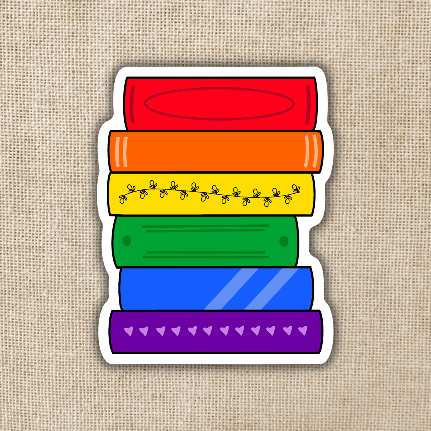 Gay Pride Book Stack Flag Sticker